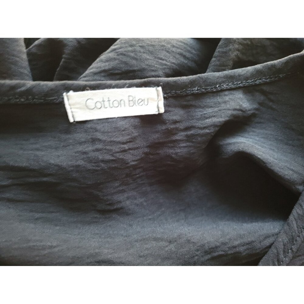 Cotton Bleu Womens Top 2X Plus Long Sleeve Black Keyhole Neck Sheer BLA200E - Picture 7 of 7